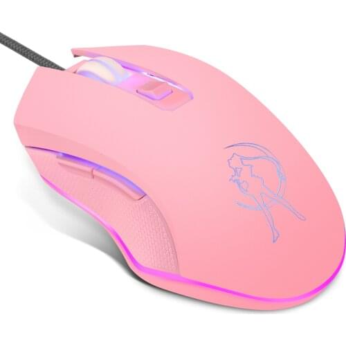 2400Dpi Wired Gaming Mouse Silent Colorful Glowing Mouse Pink Beautiful Girl Mouse For PC Laptop Gaming Accessories