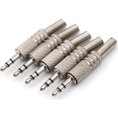 3.5mm Plug Connector 3 Pole Male Audio Plug Welding Head Stereo Dual Headphone Jack with Spring Connetor 5pcs/lot
