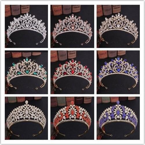 Luxury Sparkling Crystal Bridal Hair Accessories Crown Tiaras Big Diadem Crowns Girls Wedding Party Sliver Design ML