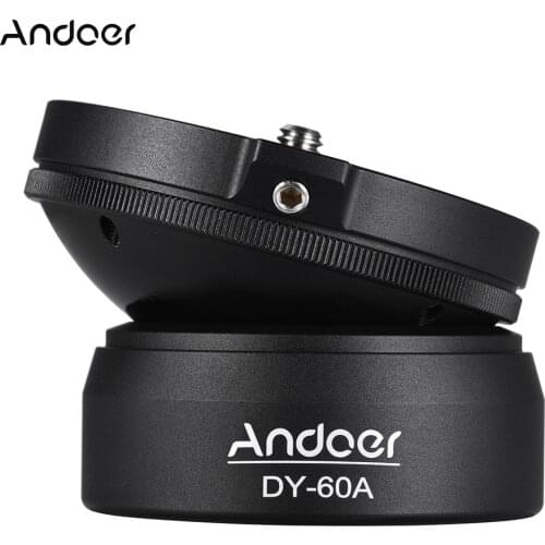 Andoer DY-60A Aluminum Alloy Tripod Leveling Base Panorama Photography Ball Head for Canon Nikon Sony DSLR Cameras