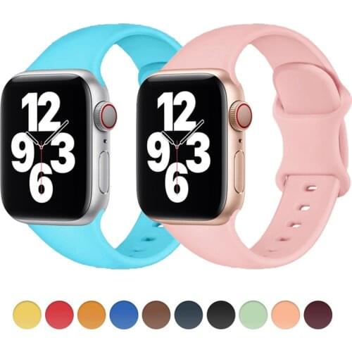 Silicone Strap For Apple Watch band 44mm 40mm iWatch 38mm 42mm 44 mm Rubber watchband smartwatch bracelet apple watch 3 4 5 6 se
