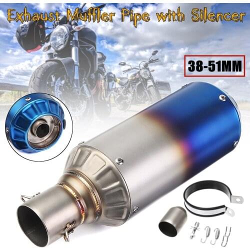 Universal 38-51mm Motorcycle Racing Exhaust Pipe Project Motocross Escape Moto Muffler Acceessories with Silencer Bracket