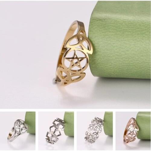 VCU Supernatural Pentacle Pentagram Ring for Women Girls Lucky Pentagram Viking Ring Jewelry