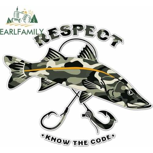 EARLFAMILY 13cm x 9cm for Know The Code Fish Lure Vinyl Car Stickers Surfboard Waterproof Anime 3D VAN Trunk Decal Decoration