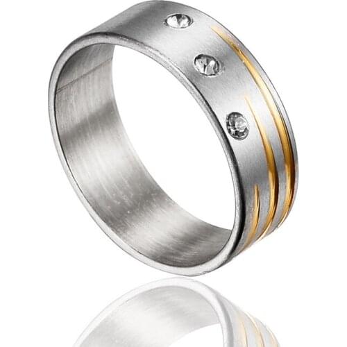 Yingwu Luxury CZ Rhinestone Finger Ring Silver Color 316L Stainless Steel Female Men Engagement Ring Jewelry 10pcs/lot