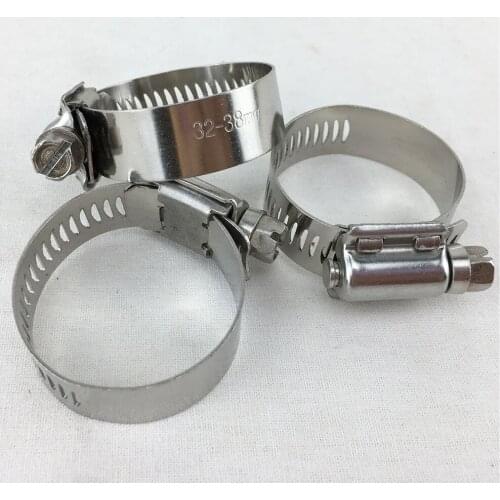 10pcs 32-38mm Adjustable Screw Worm Gear Drive Hose Clamp 304 Stainless Steel Hose Hoop Exhaust Pipe Clamp Clip