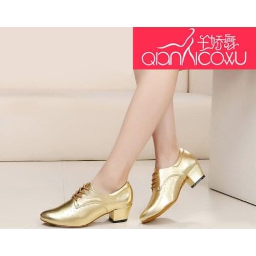 Woman Qian Jiao Golden Latin Dance Shoes Female Adult Spring Summer Baotou Silver Social Friendship Dance Shoes Soft Bottom 3004