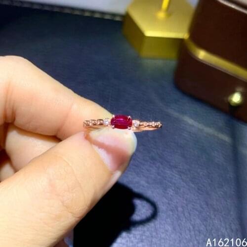 925 Pure Silver Chinese Style Natural Ruby Womens Popular Vintage Simple Oval Adjustable Gemstone Ring Fine Jewelry Support Det