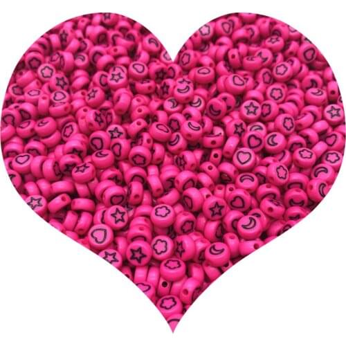 100pcs/Lot 7mm Oval Shape Acrylic Spaced Beads Stars Moon Beads For Jewelry Making DIY Charms Bracelet Necklac#09