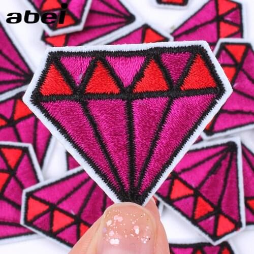 5pcs Iron On Diamond Patches Jeans Bags Garments Sew On Appliqued Embroidered Stickers Socks Coats Garments DIY Motif Badge
