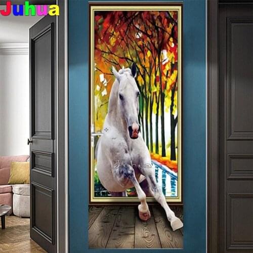 5 d diy diamond painting White Horse 5d diamant embroidery Diamond mosaic Handmade Animal runing natural landscape