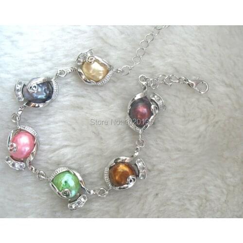Freshwater pearl multicolor baroque 7.5inch bracelet nature FPPJ