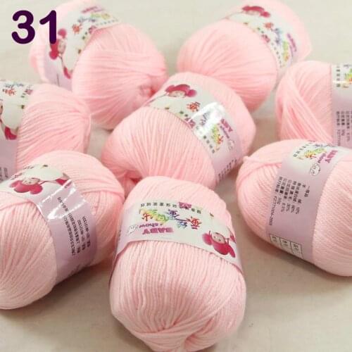 Color Optional 8 ballsX50g Cashmere Silk Velvet Children Hand Kintting Yarn White Baby pink 18-31