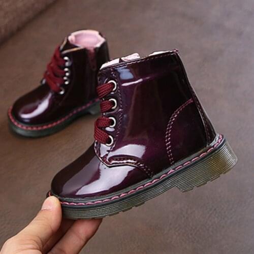 Daclay Kids Shoes Girls Boots Boys Solid Color Cool Shoes Waterproof Snow Boots Lace Up Design Wear In Winter