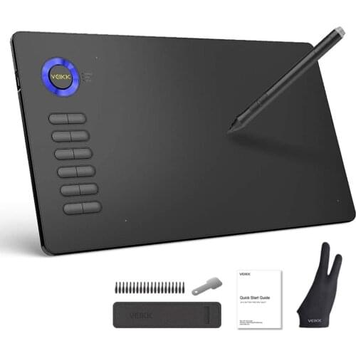 Drawing Tablet VEIKK A15 10x6 inch Graphic Pen Tablet with Battery-Free Passive Stylus and 12 Shortcut Keys