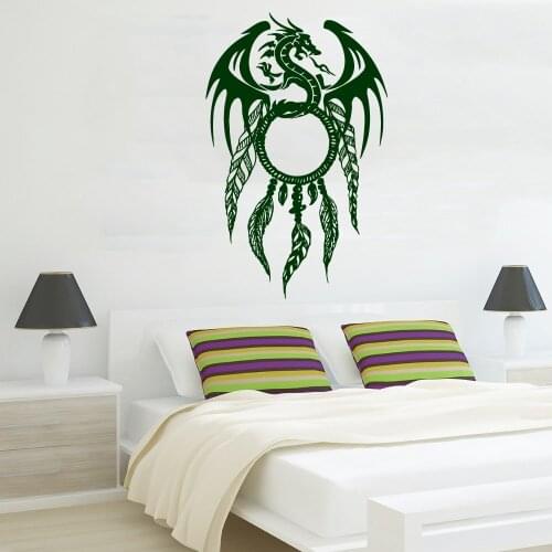 Chinese Dragon Patterned Art Dream Catcher Wall Stickers Home Special Amulet Decorative American Style Wall Decals Mural W-516