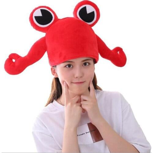 Red Big eye crab hood hat plush hat toy birthday stuffed cap gift