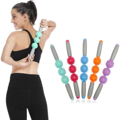 3 Balls Massage Sticks Muscle Roller Stick Body Soreness Massage Roller Exercise Fitness Tool Training Equipment