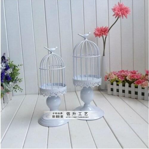 A set/ 2pcs fashion decoration white birdcage candle holder wedding candelabra candle lantern bird cage decoration ZT104