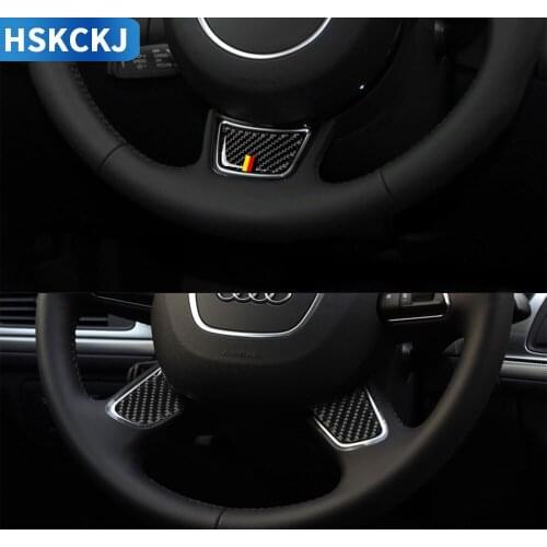 For Audi A6 S6 C7 A7 S7 4G8 2012-2018 Carbon Fiber Stickers Steering Wheel Button Chin Cover Interiors Car Accessories