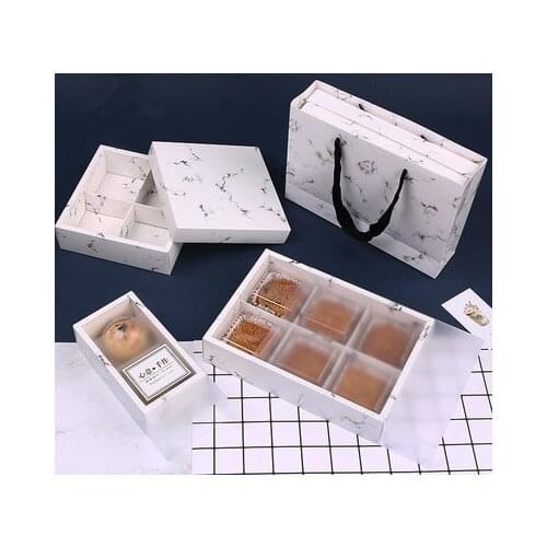 2020 new 10pcs marble printing wedding gift bags gift cases for cake moon containing mooncake packaging box marble paper bags