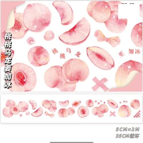 2021 NEW Pink Peach Washi Tape Flower Decorative Stickers Journaling Stationery