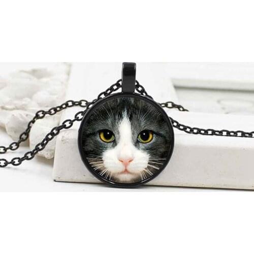New Products Pet Cat Cat Ear Crystal Glass Pendant Necklace European and American Fashion Accessories