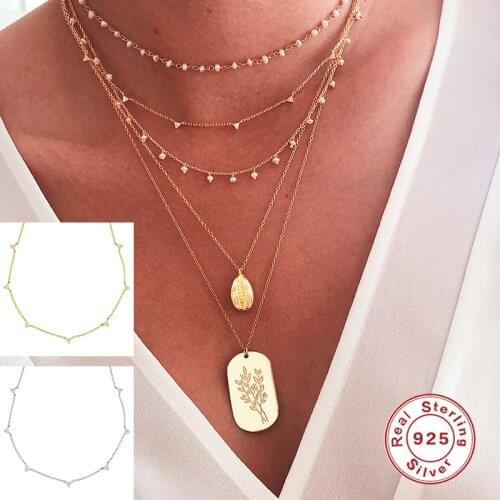 925 Sterling Silver European and American Collares Pendant Necklaces For Woman Birthday Valentines Day Wedding Link Chain Gift