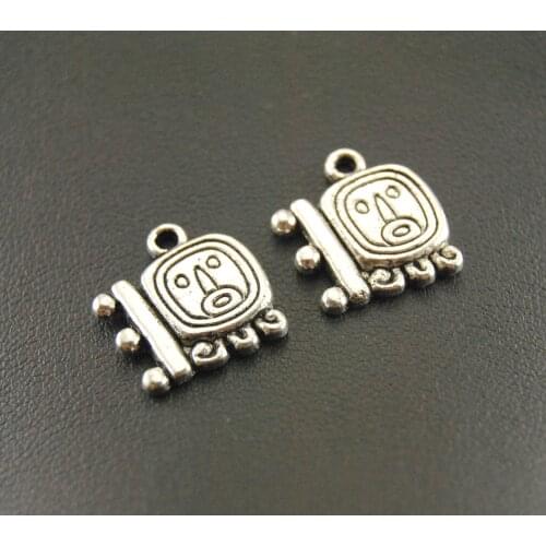 15 Pcs Silver Color Mayan Glyph Charm Pendant DIY Handmade Charms Pendants Jewelry Findings A355