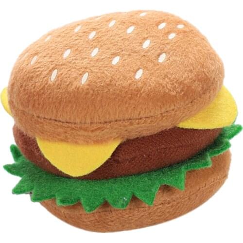 Dog Puppies Funny Squeaky Food Chew Toy Hamburger Training Playing Toy