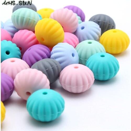 MHS.SUN Silicone Beads Baby Cute Pumpkin Shaped Teething Beads 100pcs/lot Nursing Chewing Silicone Beads For Infant Jewelry