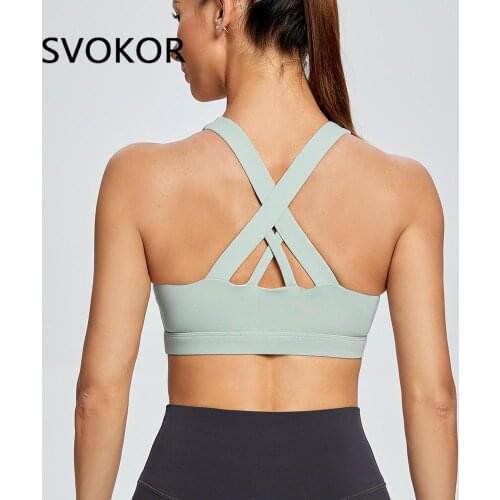 SVOKOR Plus Size Sports Bras Shockproof Gathering Women Fitness Crop Tops High Support Elastic Workout Running Vest Gym Clothes