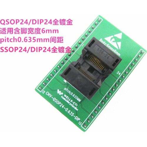 SSOP24 to DIP24 picth 0.635mm QSOP24/DIP24 Gilded IC Burning seat Adapter CP2303 testing seat Test Socket test bench