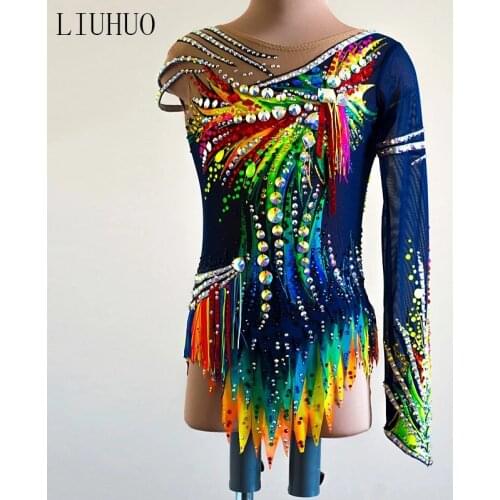 LIUHUO Figure Skating Dress Womens Girls' Ice performance Rhythmic gymnastics competition Leotard Artistic Costume Multicolor