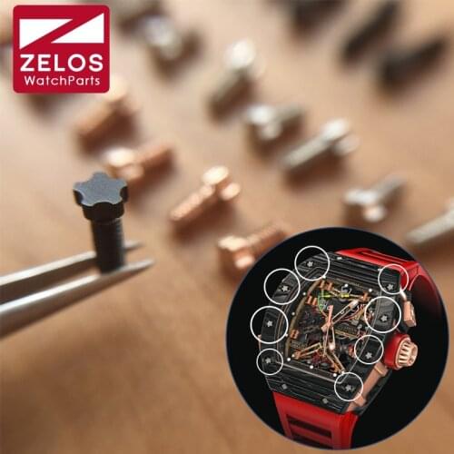 8piece/set black PVD/silvery/rose gold 5 prongs RM watch screw for Richard mile watch bezel case back RM011 RM052 RM27 RM050