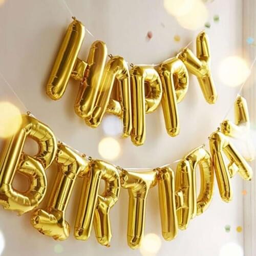 16inch Gold Silver Happy Birthday Letter Foil Balloons Kids Adult Birthday Party Decorations Alphabet Air Globos Gifts Supplies