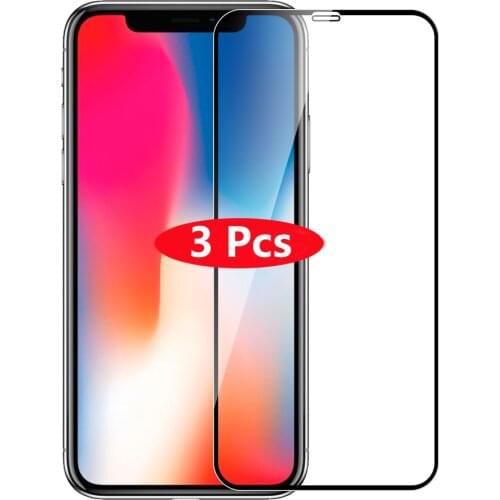 3Pcs Full Cover Tempered Glass For iPhone XS MAX XR XS XScreen Protector Glass for iPhone 11 Pro MAX Protective Glass 5S SE 2020