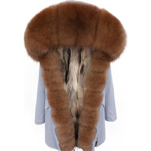 Winter womens clothing warm snow jacket Fox fur big fur collar long real fur coat Detachable thick raccoon fur lining Parka