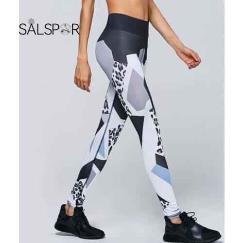 SALSPR Plus Size Women Leggings Leopard Pattern Pants Casual Fitness Ladies Workout High Waist Long Leggings Trousers