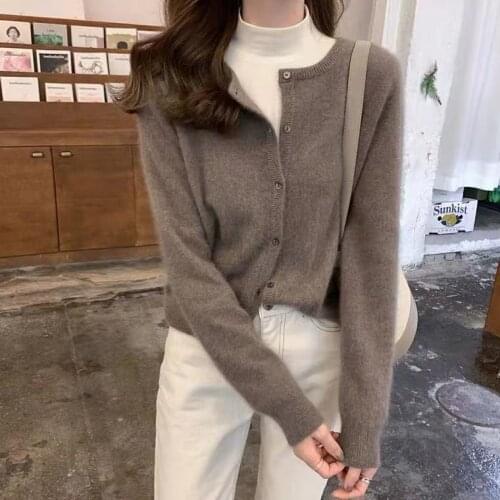 Spring Autumn Women Sweater Short Cardigan Cotton Button Fashion Korea