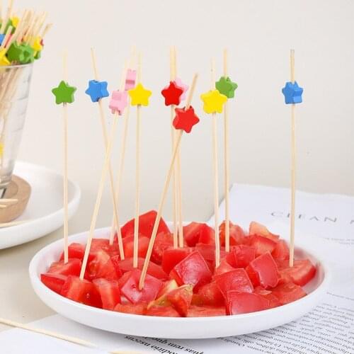 100 Pcs Disposable Bamboo Picks Food Fruit Cocktail Handmade Toothpicks Picnic Party Supplies Decoration Bento Accessories