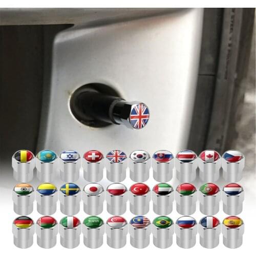 4pcs/set Car Motorcycle Bicycle Automobiles Wheel Tire Valve Caps Dust Cover metal national flag emblem car styling Accessories