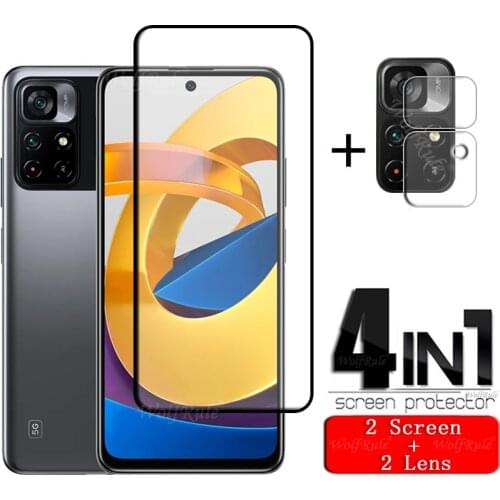 4-in-1 For Poco X3 GT Glass For Xiaomi Poco X3 GT Tempered Glass Full Glue Screen Protector For Poco X3 Pro F3 X3 GT Lens Glass