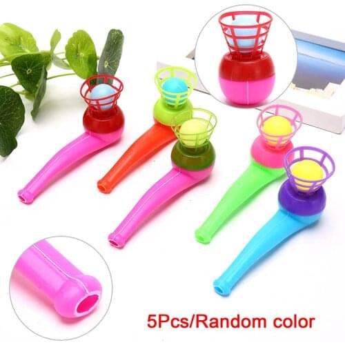5PCS Fun Games Children Play Toys Blow Pipe & Balls Kid Blowing Toys Gift Plastic Pipe Balls Toy Color Random