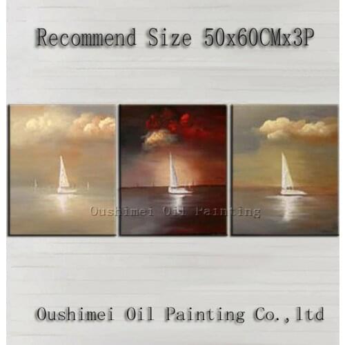 Skills Artist Pure Hand-painted Modern Abstract Boating Oil Painting For Wall Decoration Abstract Seascape Oil Painting