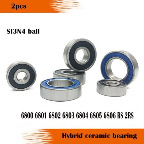 2pcs 6800 6801 6802 6803 6804 6805 6806-2RS 2RS P5 ABEC5 HC SI3N4 balls hybrid ceramic ball bearing deep groove ball bearing