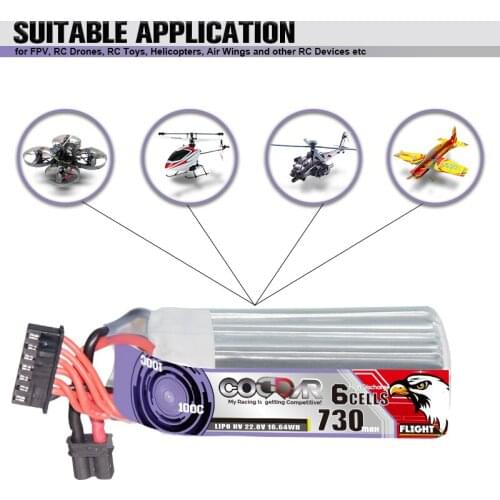 CODDAR 730mAh 6S 22.8V 100C HV Lipo Battery With XT30 Plug for RC Racing Beta85X Whoop Quadcopter FPV Drone Parts