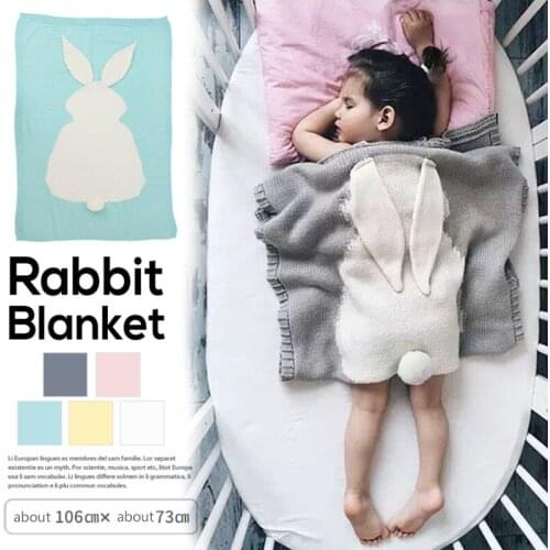Baby Blanket Cute Explosion Rabbit Ear Blanket Stereo Soft Warm Knitted Swaddle Bath Towel Toddler Bedding Blankets