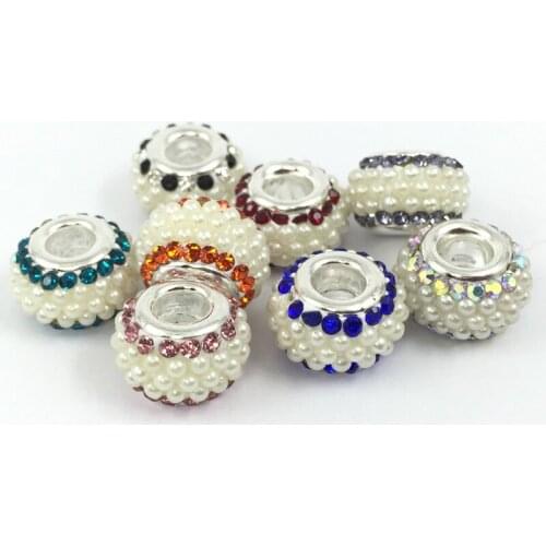 DIY Jewelry Imitation pearl with Crystal Beads European Beads Fit Charms Bracelets & Necklace