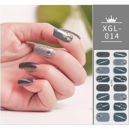 Dropshipping 16 Tips/Sheet Glitter Series Shiny Colorful Nail Polish Nail Wraps DIY Nail Accesoires Nail Stickers Birthday Gifts